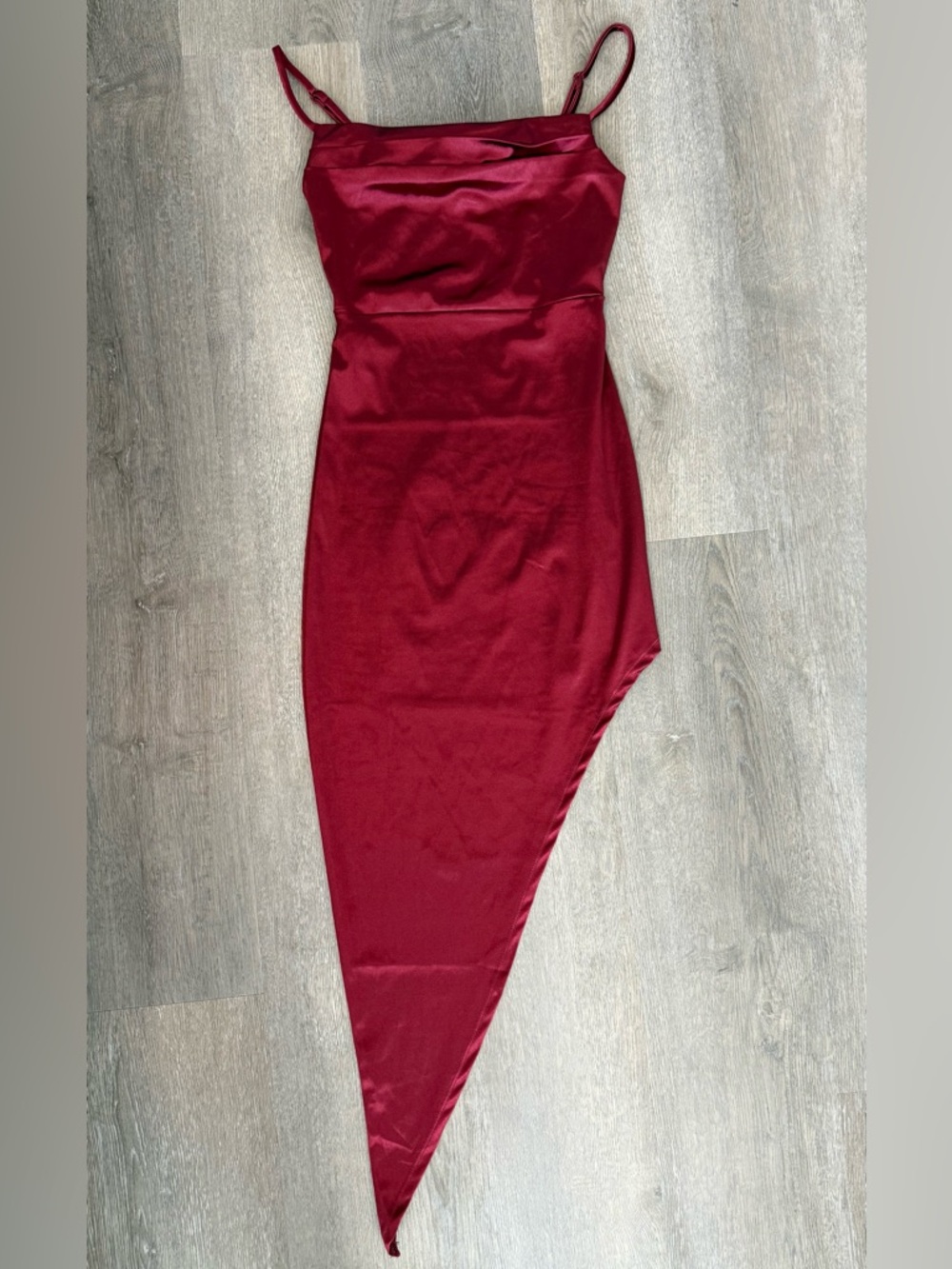 Charlotte Russe Burgundy Asymmetric Slip Dress
